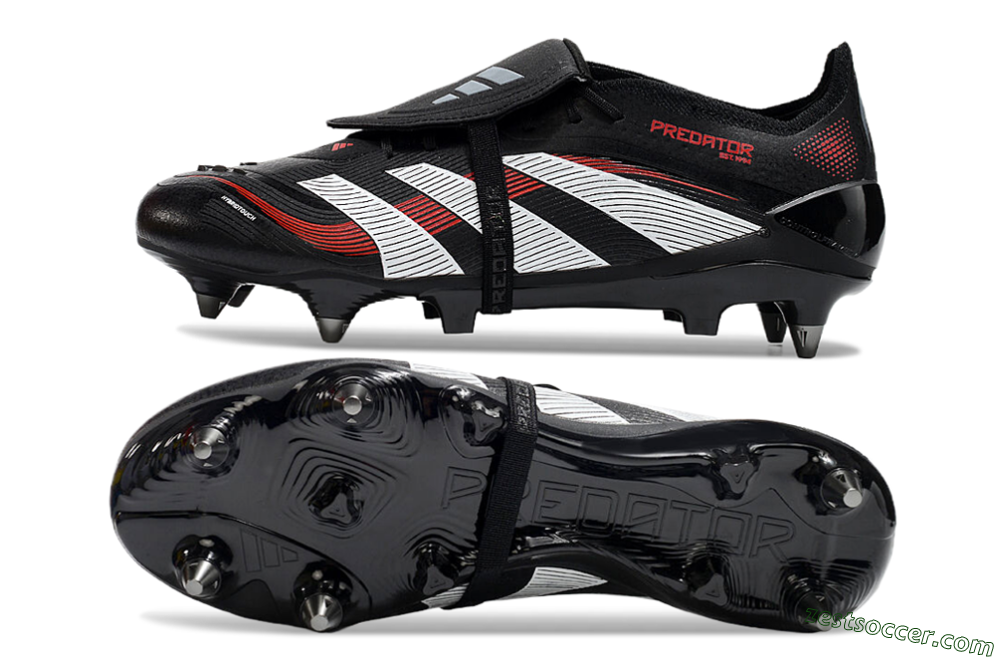 Adidas Predator 25 Elite Foldover Tongue SG Low-Tops Soccer Cleats - Black/White/Red 1