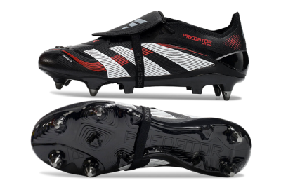 Adidas Predator 25 Elite Foldover Tongue SG Low-Tops Soccer Cleats - Black/White/Red