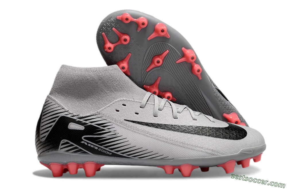 Nike Air Zoom Mercurial Superfly 10 Academy AG High-Tops Soccer Cleats - Grey/Black/Red 0