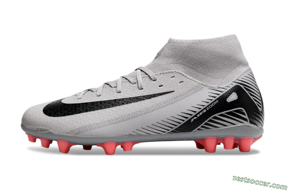 Nike Air Zoom Mercurial Superfly 10 Academy AG High-Tops Soccer Cleats - Grey/Black/Red 2