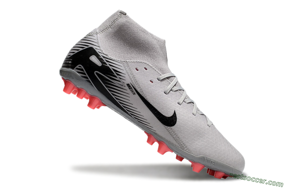 Nike Air Zoom Mercurial Superfly 10 Academy AG High-Tops Soccer Cleats - Grey/Black/Red 4