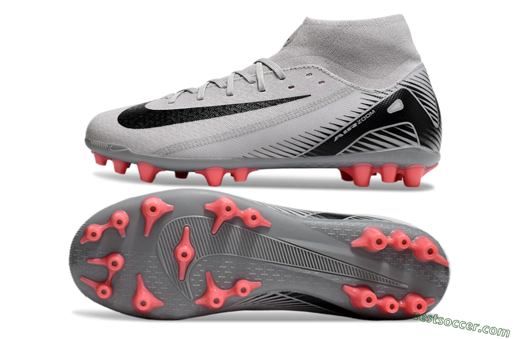 Nike Air Zoom Mercurial Superfly 10 Academy AG High-Tops Soccer Cleats - Grey/Black/Red 1