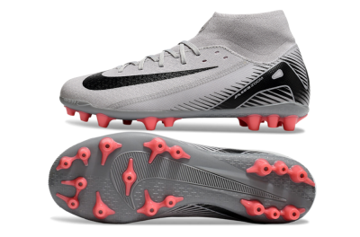 Nike Air Zoom Mercurial Superfly 10 Academy AG High-Tops Soccer Cleats - Grey/Black/Red