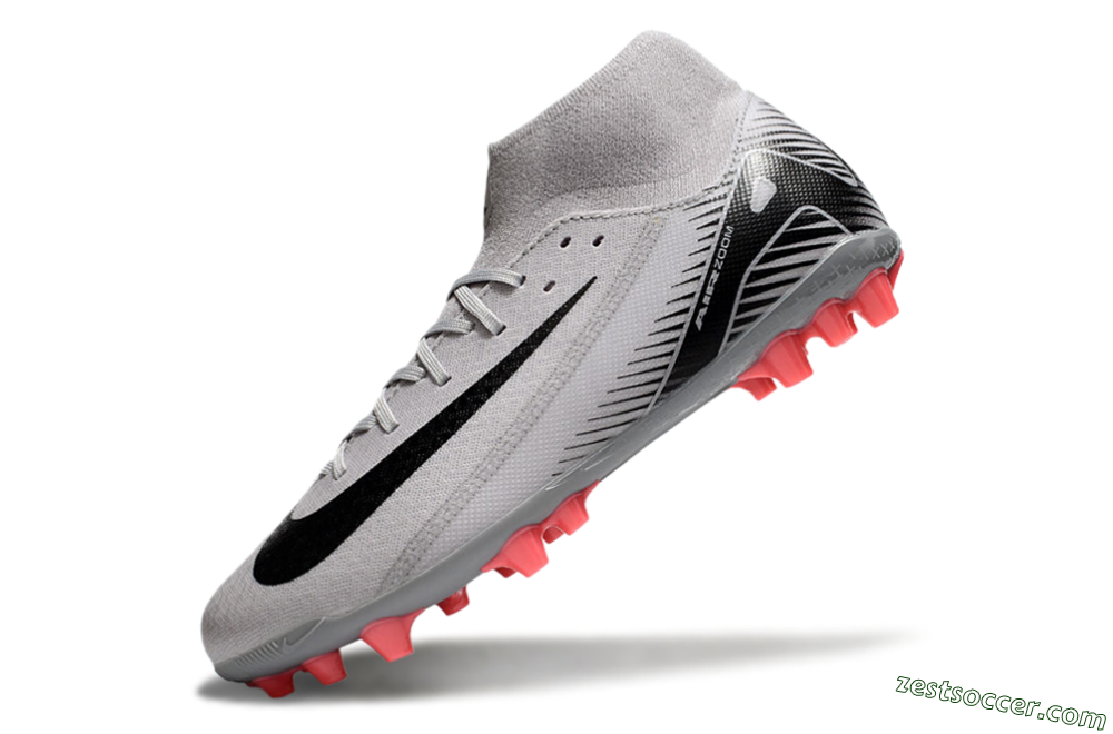 Nike Air Zoom Mercurial Superfly 10 Academy AG High-Tops Soccer Cleats - Grey/Black/Red 5