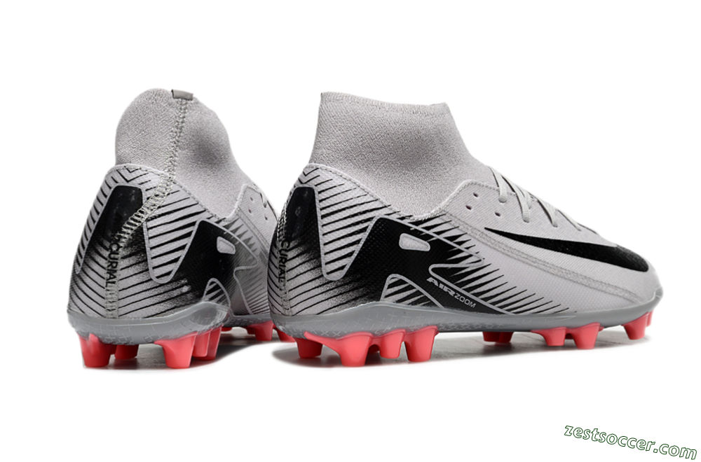 Nike Air Zoom Mercurial Superfly 10 Academy AG High-Tops Soccer Cleats - Grey/Black/Red 6
