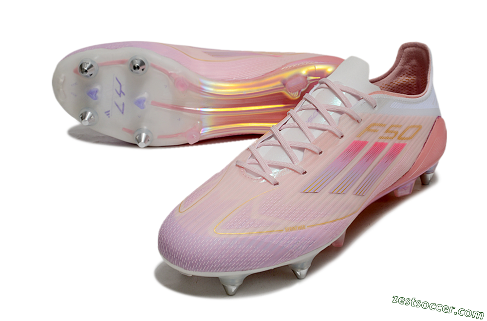 Adidas F50 Elite SG Low-Tops Soccer Cleats - Pink/Gold/White 3