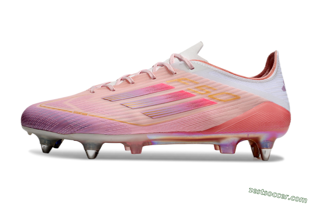 Adidas F50 Elite SG Low-Tops Soccer Cleats - Pink/Gold/White 2