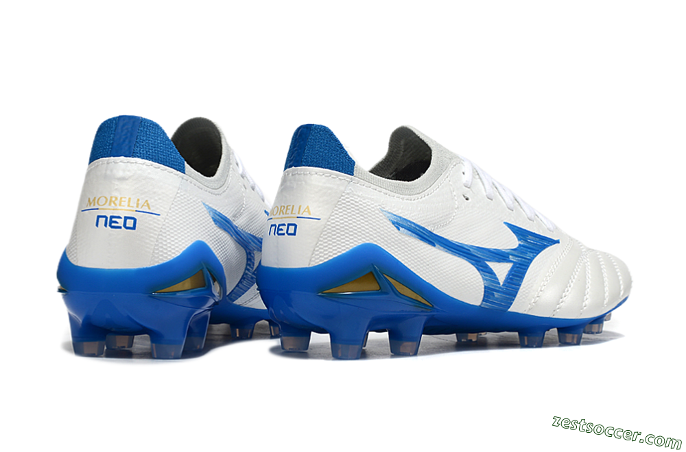 Mizuno Morelia Neo 4 FG Low-Tops Soccer Cleats - White/Blue 6
