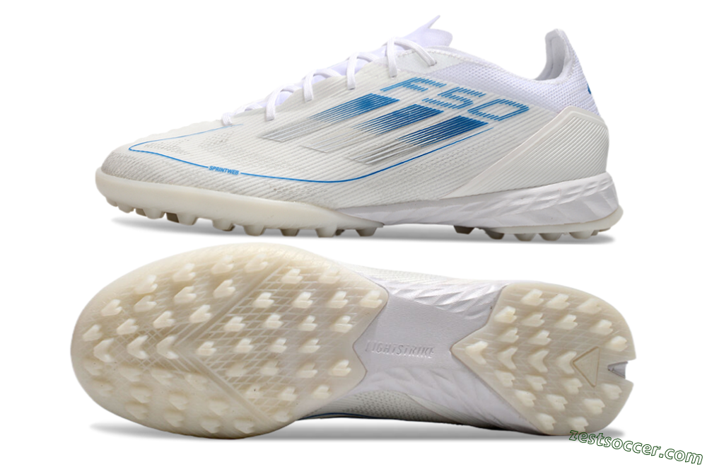Adidas F50 Pro TF Low-Tops Soccer Shoes - White/Blue 1