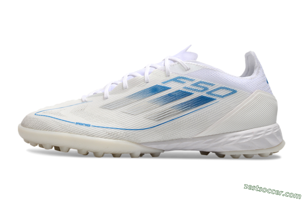 Adidas F50 Pro TF Low-Tops Soccer Shoes - White/Blue 2