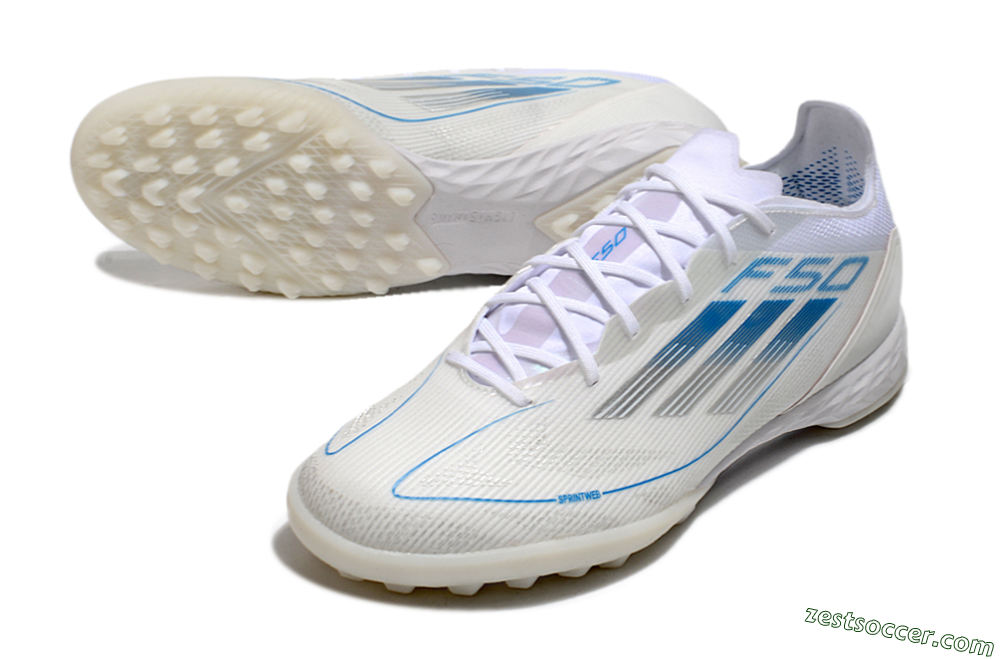 Adidas F50 Pro TF Low-Tops Soccer Shoes - White/Blue 3
