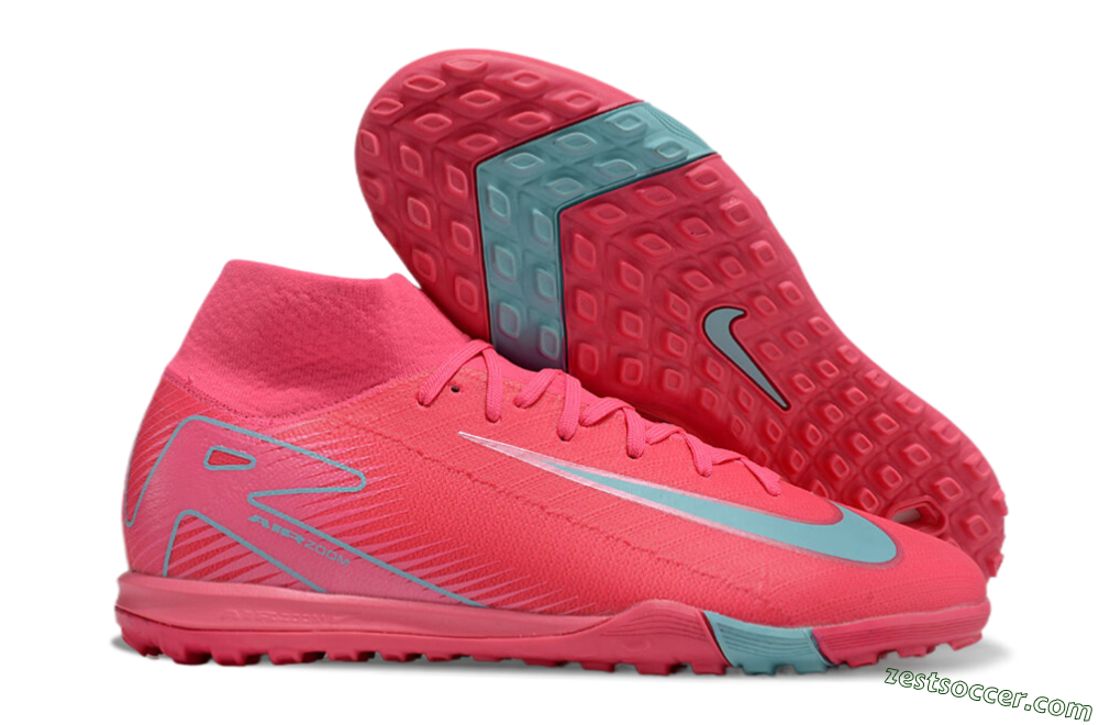 Nike Air Zoom Mercurial Superfly 10 Elite TF High-Tops Soccer Shoes - Red/Jade/White 0