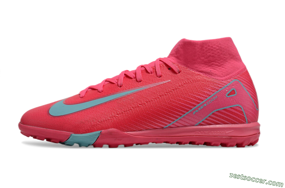 Nike Air Zoom Mercurial Superfly 10 Elite TF High-Tops Soccer Shoes - Red/Jade/White 2