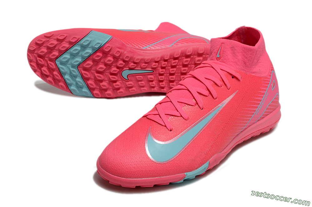 Nike Air Zoom Mercurial Superfly 10 Elite TF High-Tops Soccer Shoes - Red/Jade/White 3