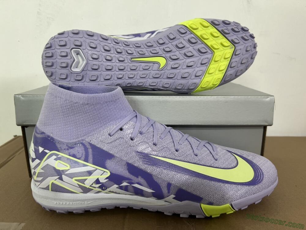 Nike Air Zoom Mercurial Superfly 10 Elite TF Low-Tops Soccer Shoes - Purple/Yellow/White