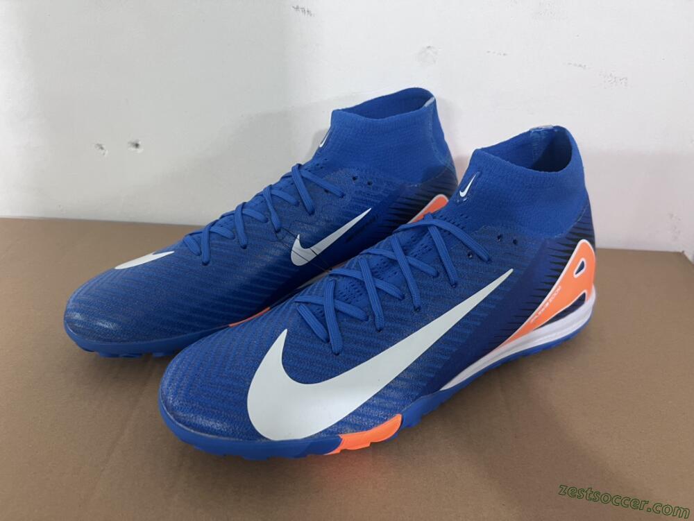 Nike Air Zoom Mercurial Superfly 10 Elite TF High-Tops Soccer Shoes - Blue/White/Orange