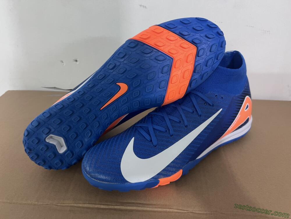 Nike Air Zoom Mercurial Superfly 10 Elite TF High-Tops Soccer Shoes - Blue/White/Orange