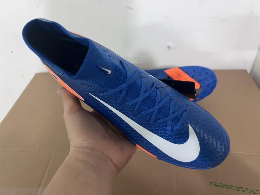 Nike Air Zoom Mercurial Superfly 10 Elite TF High-Tops Soccer Shoes - Blue/White/Orange
