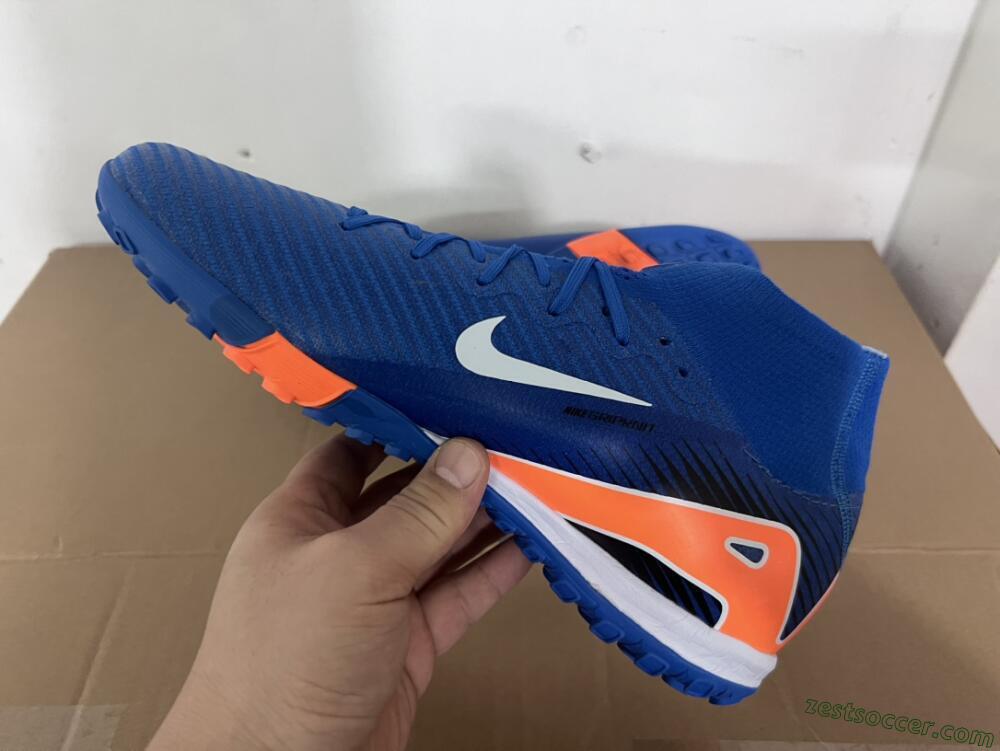 Nike Air Zoom Mercurial Superfly 10 Elite TF High-Tops Soccer Shoes - Blue/White/Orange
