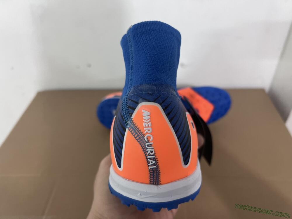 Nike Air Zoom Mercurial Superfly 10 Elite TF High-Tops Soccer Shoes - Blue/White/Orange