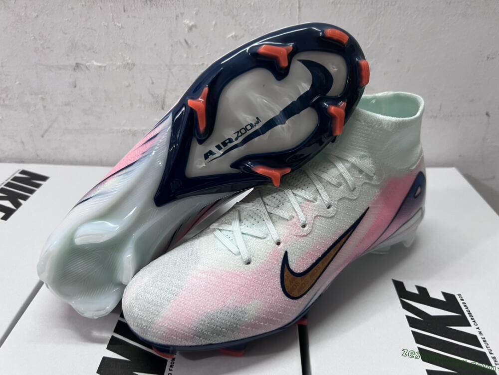 Nike Air Zoom Mercurial Superfly 10 Elite FG High-Tops Soccer Cleats - Jade/Pink/Gold