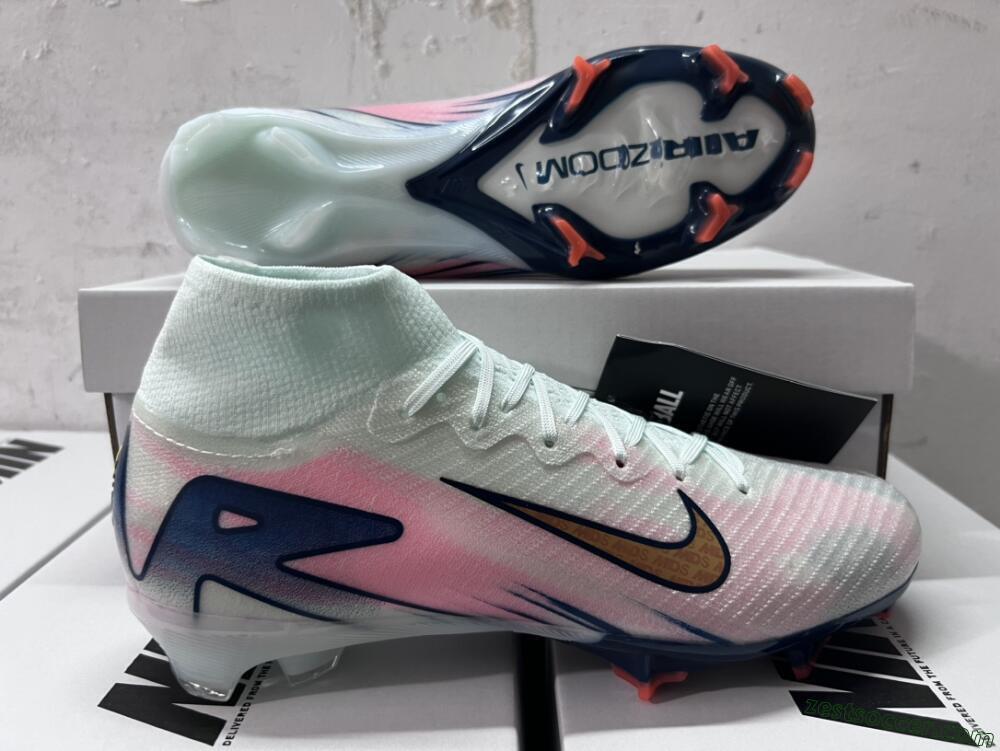 Nike Air Zoom Mercurial Superfly 10 Elite FG High-Tops Soccer Cleats - Jade/Pink/Gold
