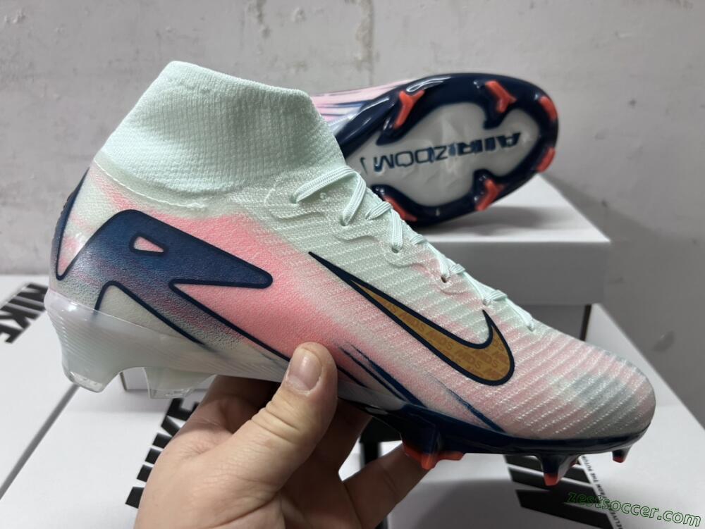 Nike Air Zoom Mercurial Superfly 10 Elite FG High-Tops Soccer Cleats - Jade/Pink/Gold