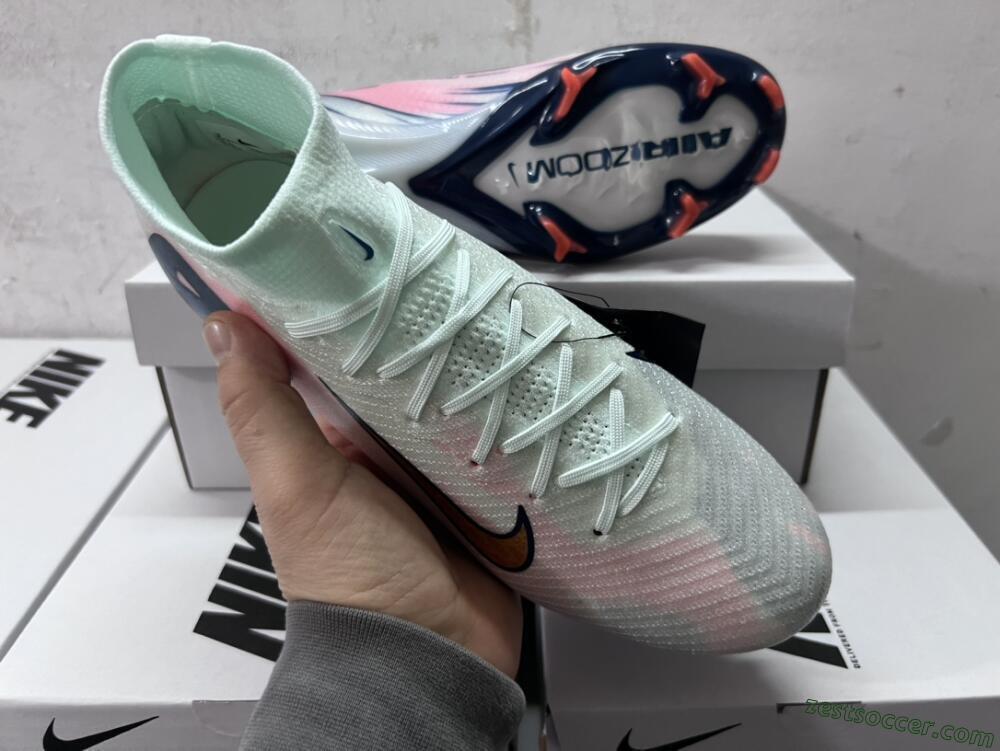 Nike Air Zoom Mercurial Superfly 10 Elite FG High-Tops Soccer Cleats - Jade/Pink/Gold