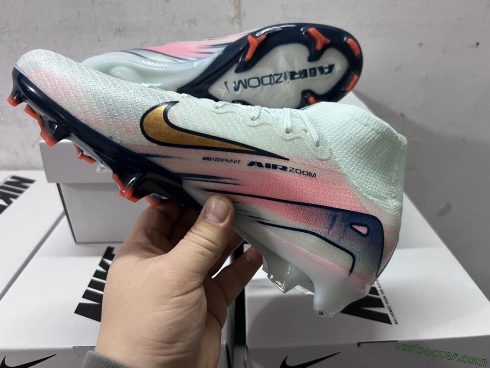Nike Air Zoom Mercurial Superfly 10 Elite FG High-Tops Soccer Cleats - Jade/Pink/Gold