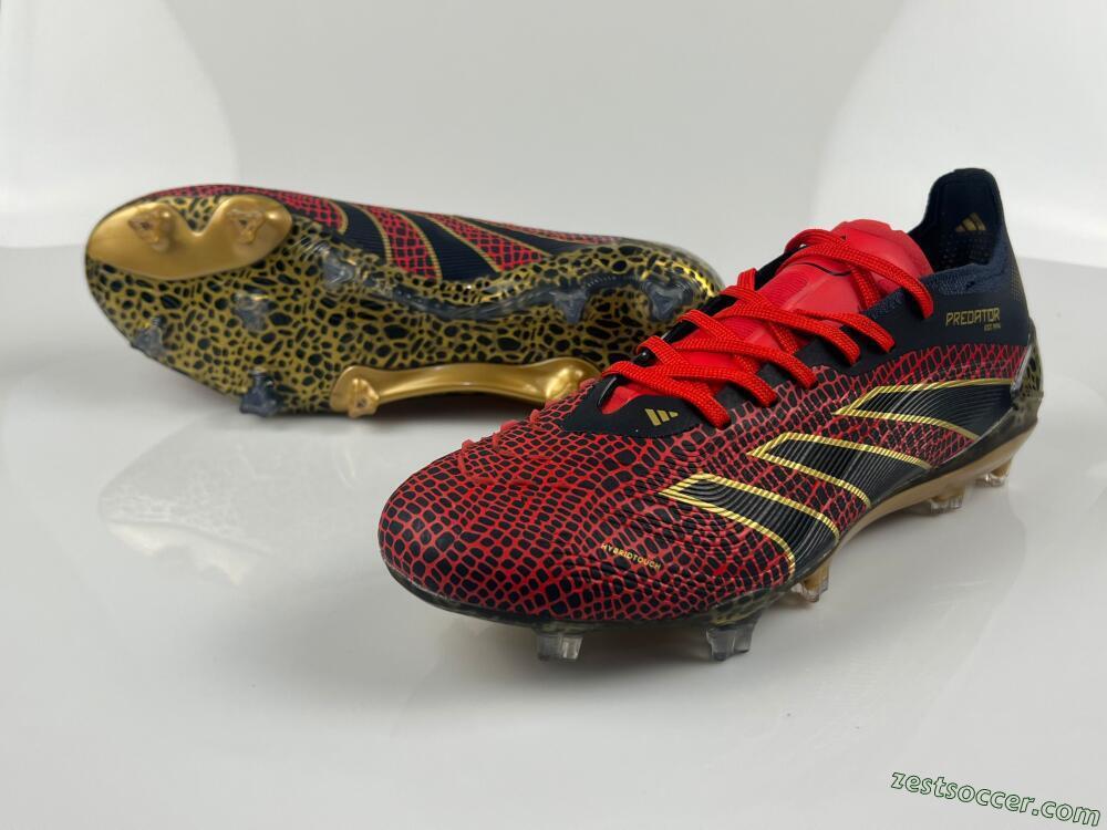 Adidas Predator Elite FG Low-Tops Soccer Cleats - Black/Red/Gold