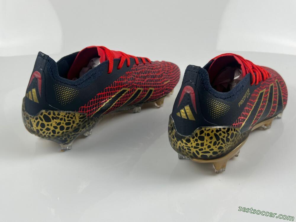 Adidas Predator Elite FG Low-Tops Soccer Cleats - Black/Red/Gold