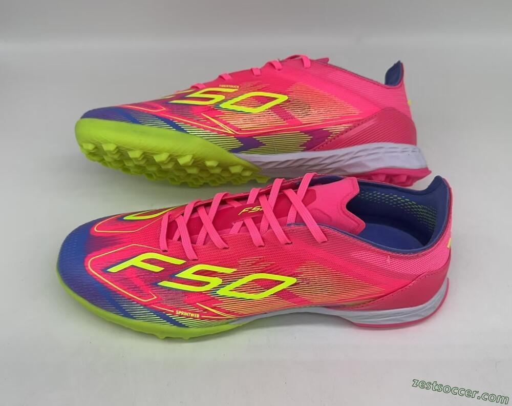 Adidas F50 Pro TF Low-Tops Soccer Shoes - Pink/Blue/Yellow