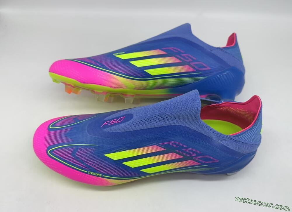 Adidas F50 Elite FG Low-Tops Soccer Cleats - Blue/Pink/Yellow