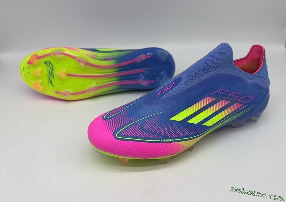 Adidas F50 Elite FG Low-Tops Soccer Cleats - Blue/Pink/Yellow