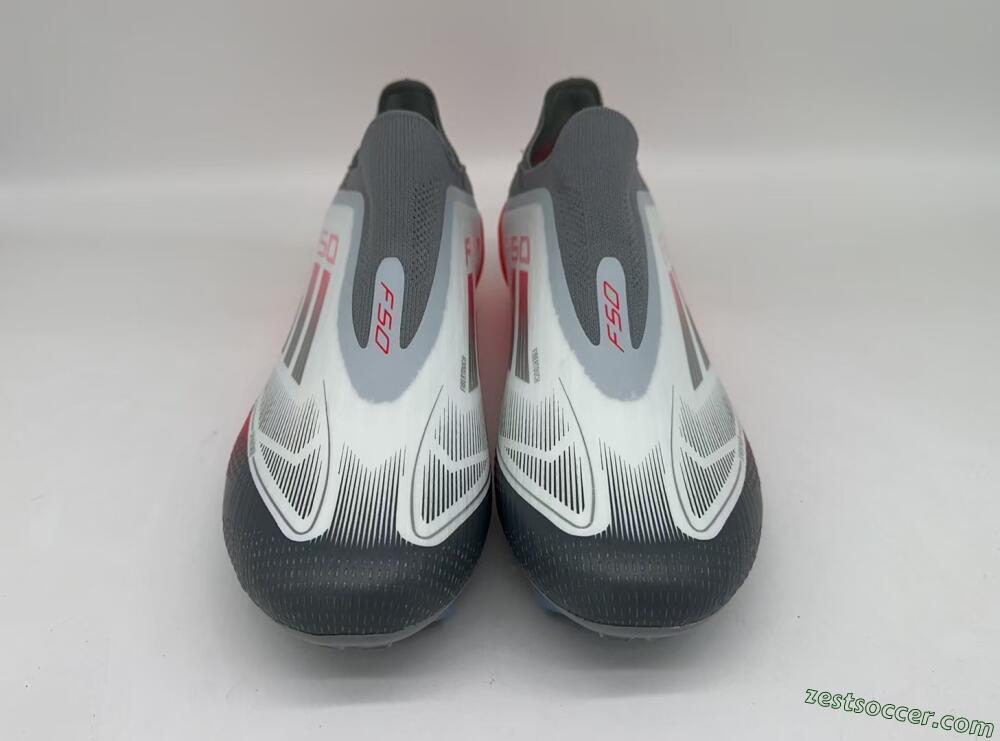 Adidas F50 Elite Laceless FG Low-Tops Soccer Cleats - White/Silver/Red