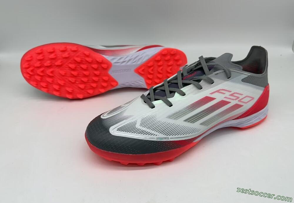 Adidas F50 Pro TF Low-Tops Soccer Shoes - White/Silver/Red