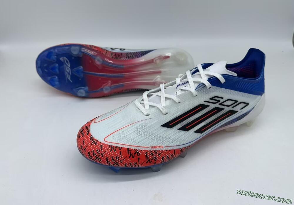 Adidas F50 Elite FG Low-Tops Soccer Cleats - White/Red/Blue