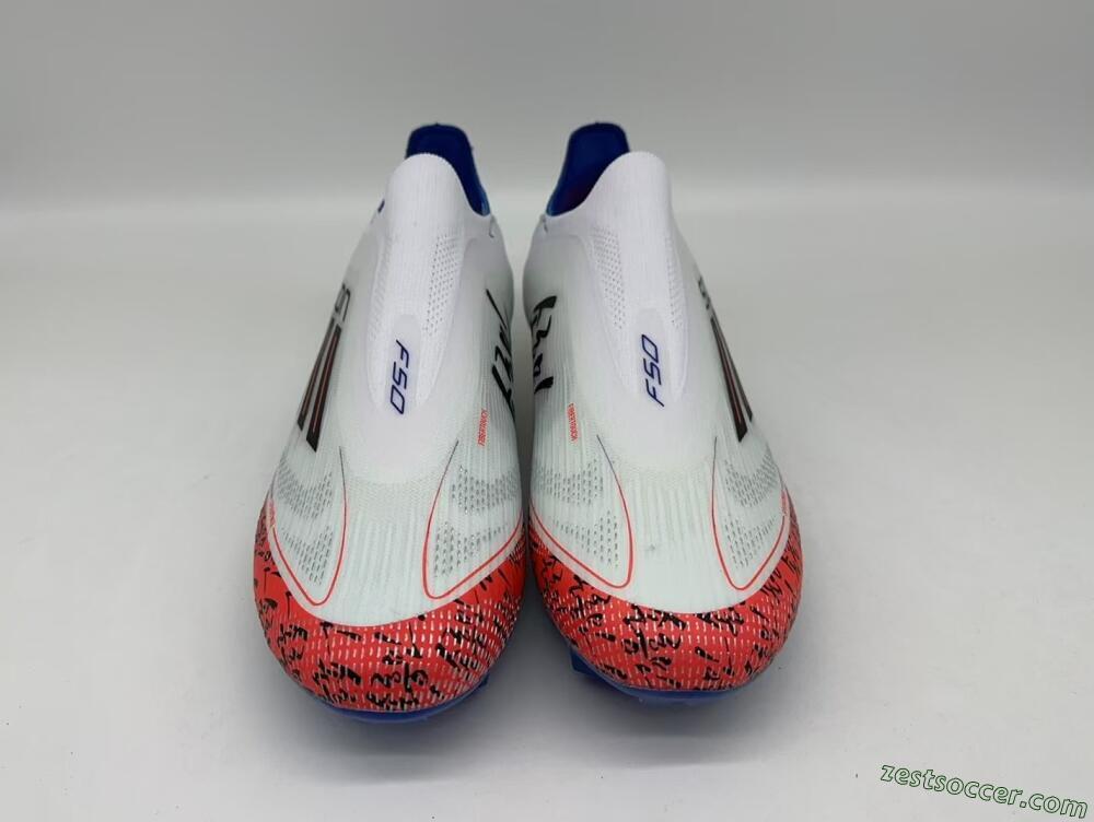 Adidas F50 Elite Laceless FG Low-Tops Soccer Cleats - White/Red/Blue