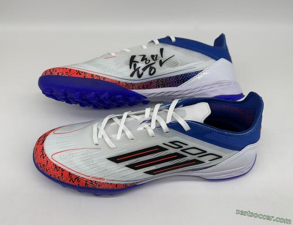 Adidas F50 Pro TF Low-Tops Soccer Shoes - White/Red/Blue