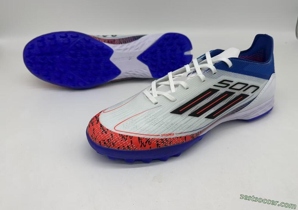 Adidas F50 Pro TF Low-Tops Soccer Shoes - White/Red/Blue