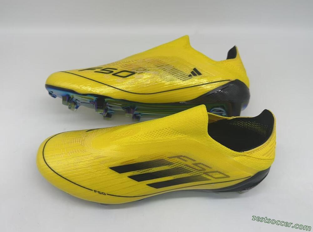 Adidas F50 Elite Laceless FG Low-Tops Soccer Cleats - Yellow/Black/Gold