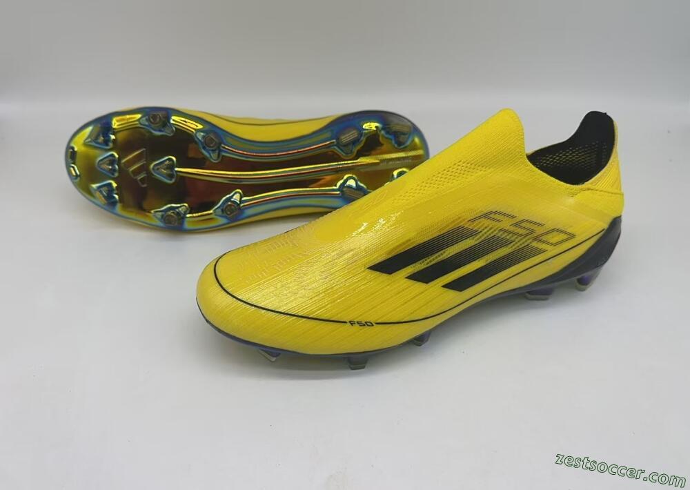 Adidas F50 Elite Laceless FG Low-Tops Soccer Cleats - Yellow/Black/Gold