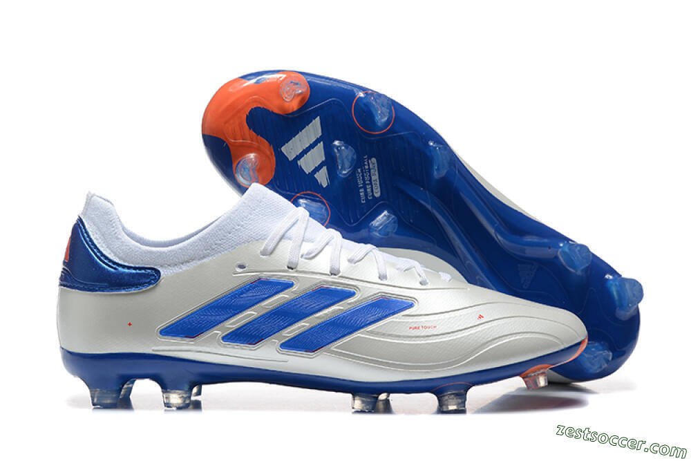 Adidas Copa Pure 2 FG Low-Tops Soccer Cleats - Silver/Blue/Red 0