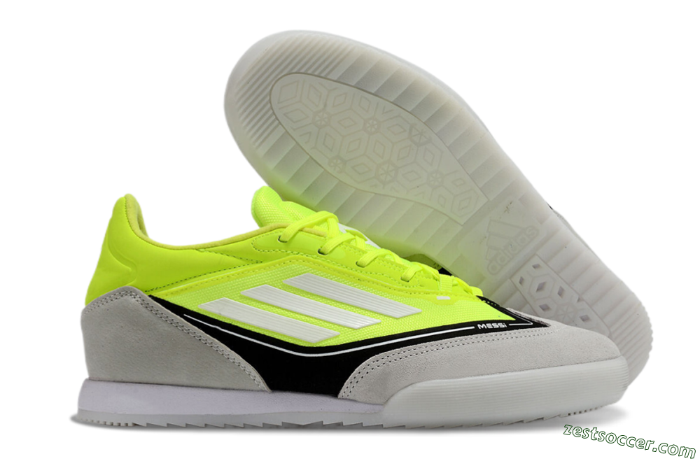 Messi x Adidas F50 Elite IC Low-Tops Soccer Shoes - Yellow/Grey/Black 0