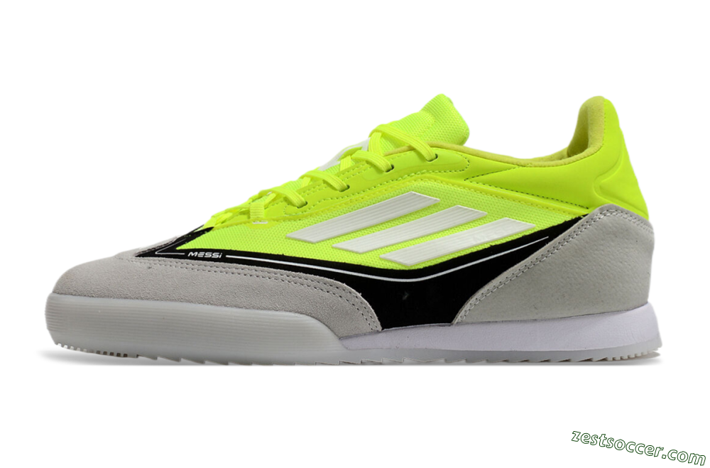 Messi x Adidas F50 Elite IC Low-Tops Soccer Shoes - Yellow/Grey/Black 2