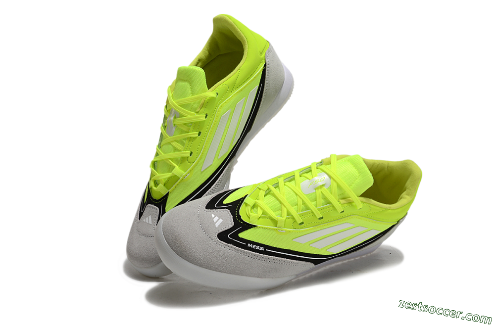 Messi x Adidas F50 Elite IC Low-Tops Soccer Shoes - Yellow/Grey/Black 3