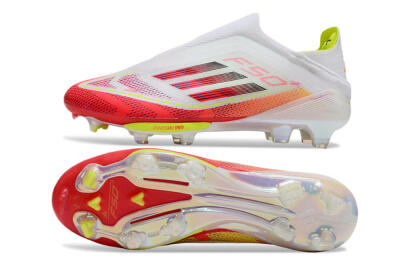 Adidas F50+ Elite Lightstrike Pro Laceless FG Low-Tops Soccer Cleats - White/Red/Yellow