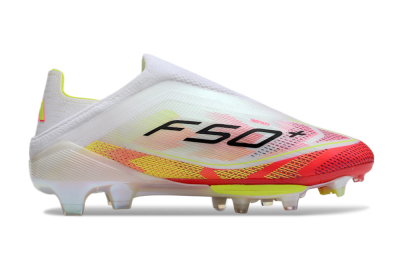 Adidas F50+ Elite Lightstrike Pro Laceless FG Low-Tops Soccer Cleats - White/Red/Yellow