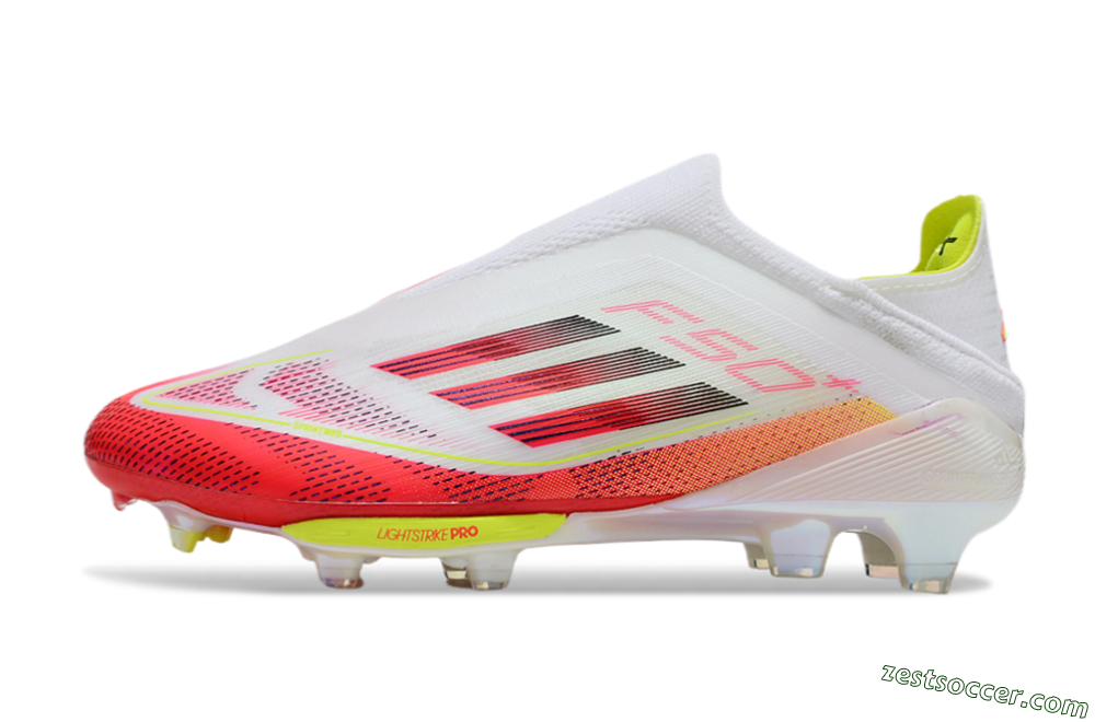 Adidas F50+ Elite Lightstrike Pro Laceless FG Low-Tops Soccer Cleats - White/Red/Yellow 2