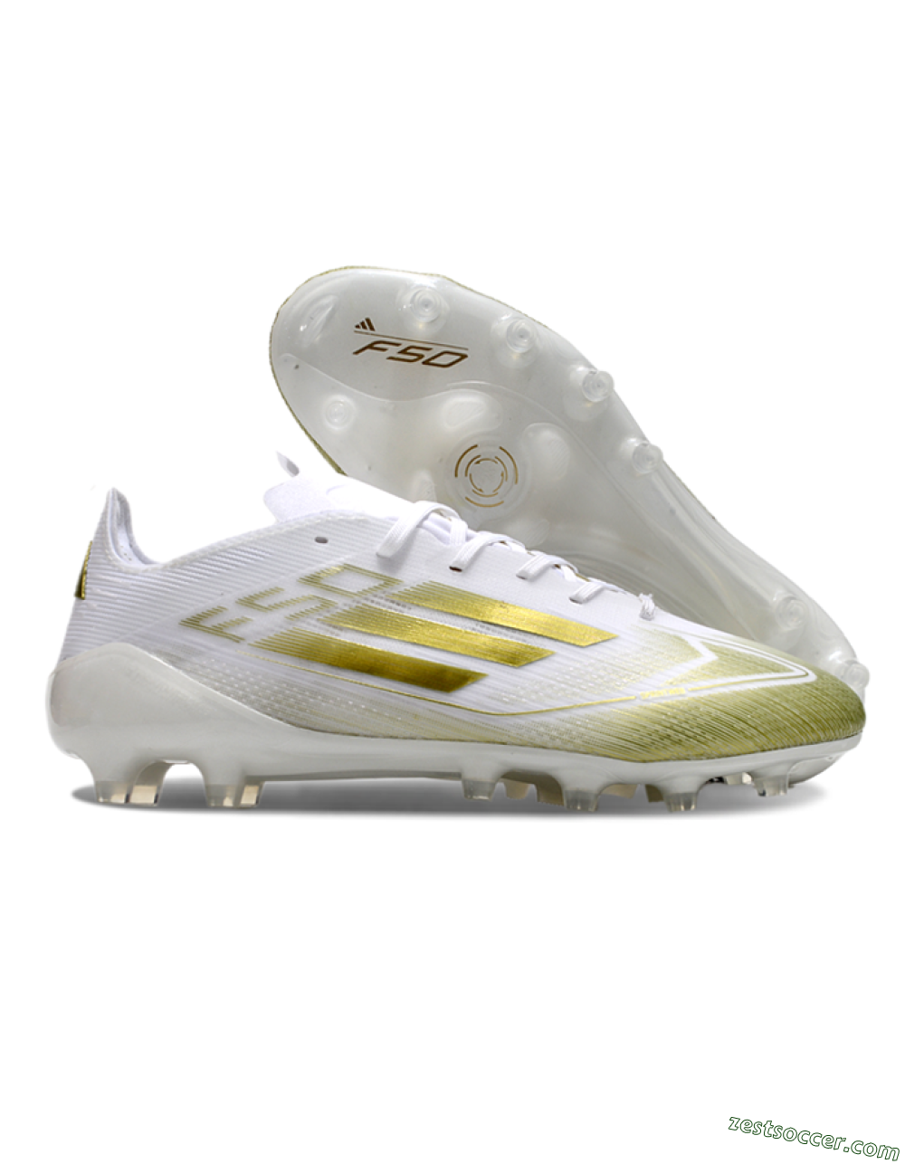 Adidas F50 Elite AG Low-Tops Soccer Cleats - White/Gold 0